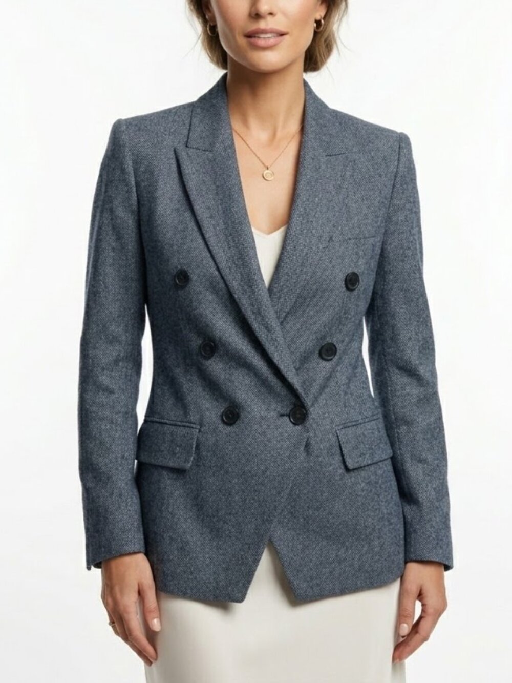 Ryegrass Linen Blend Buttoned Collared V-Neck Lined Blazer Jacket Size 4 Office